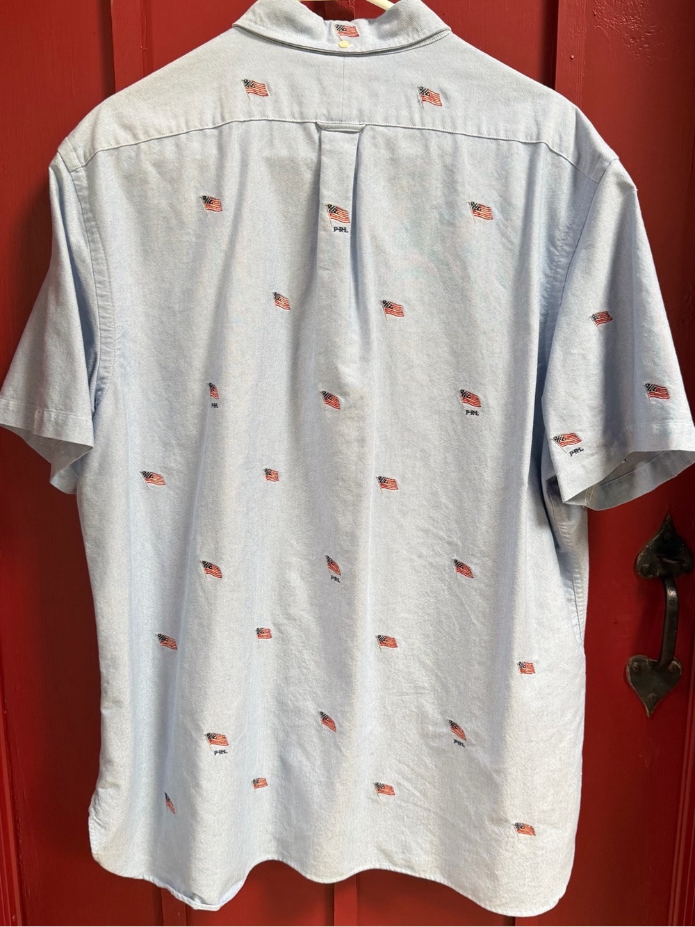 Ralph Lauren Light Blue Short-Sleeve Button-Down Shirt with Flag Embroidery - Picture 7 of 7